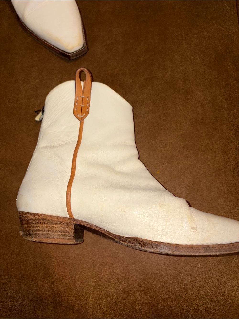 Free People We The Free Wesley White/boneLeather Ankle Boots Size 39 / 9 - Picture 12 of 16